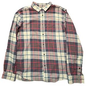 Prana Plaid Men’s Medium Adult Shirt Button Up Cotton/polyester Long Sleeve